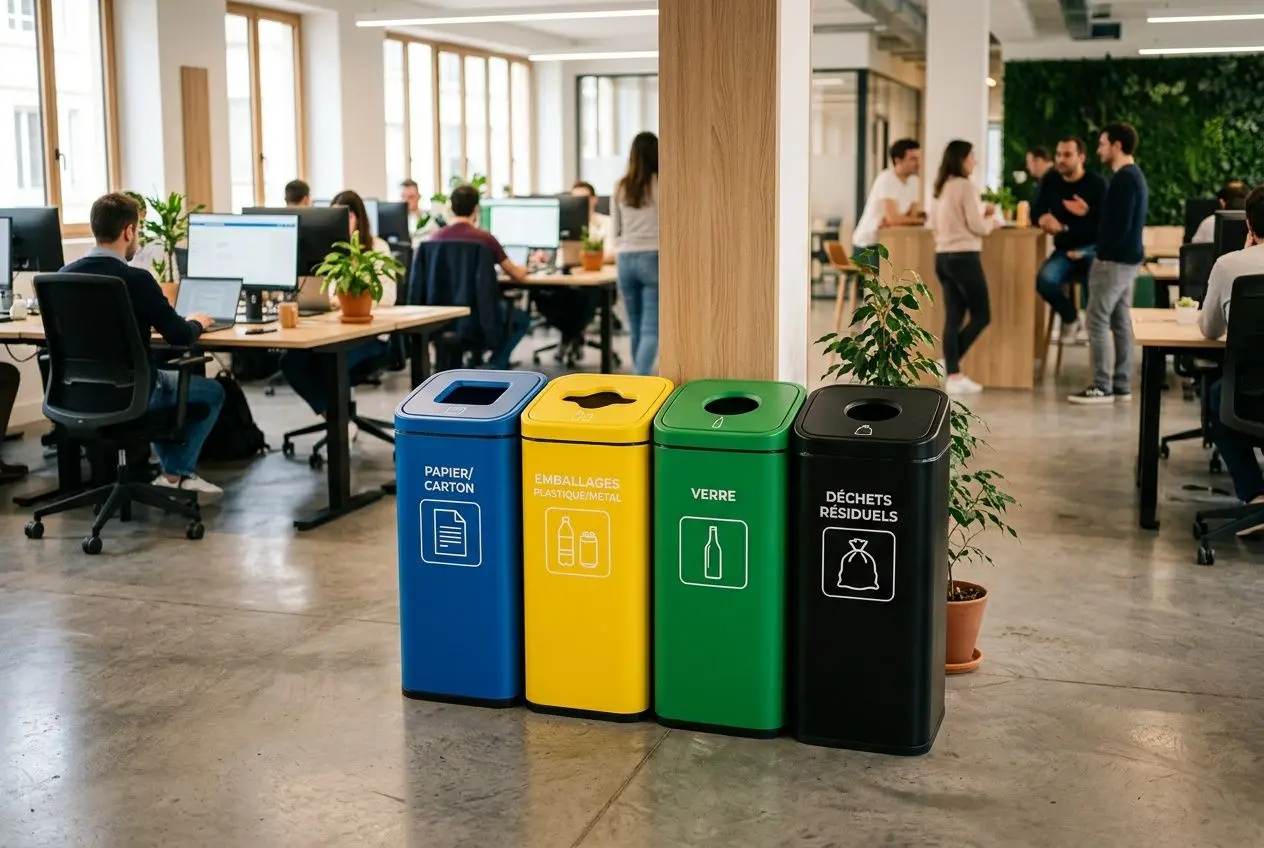 Poubelle tri design esthétique pour environnement professionnel